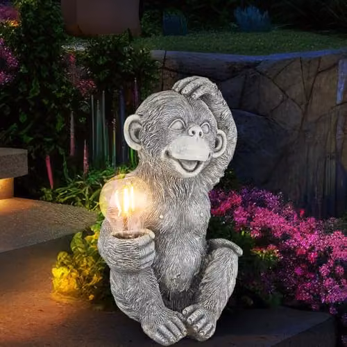 Globo Lighting Monkey Solar Garden Decoration LED Warm White Grey W/D/H: 20 x 15.5 x 27.5 cm – 3