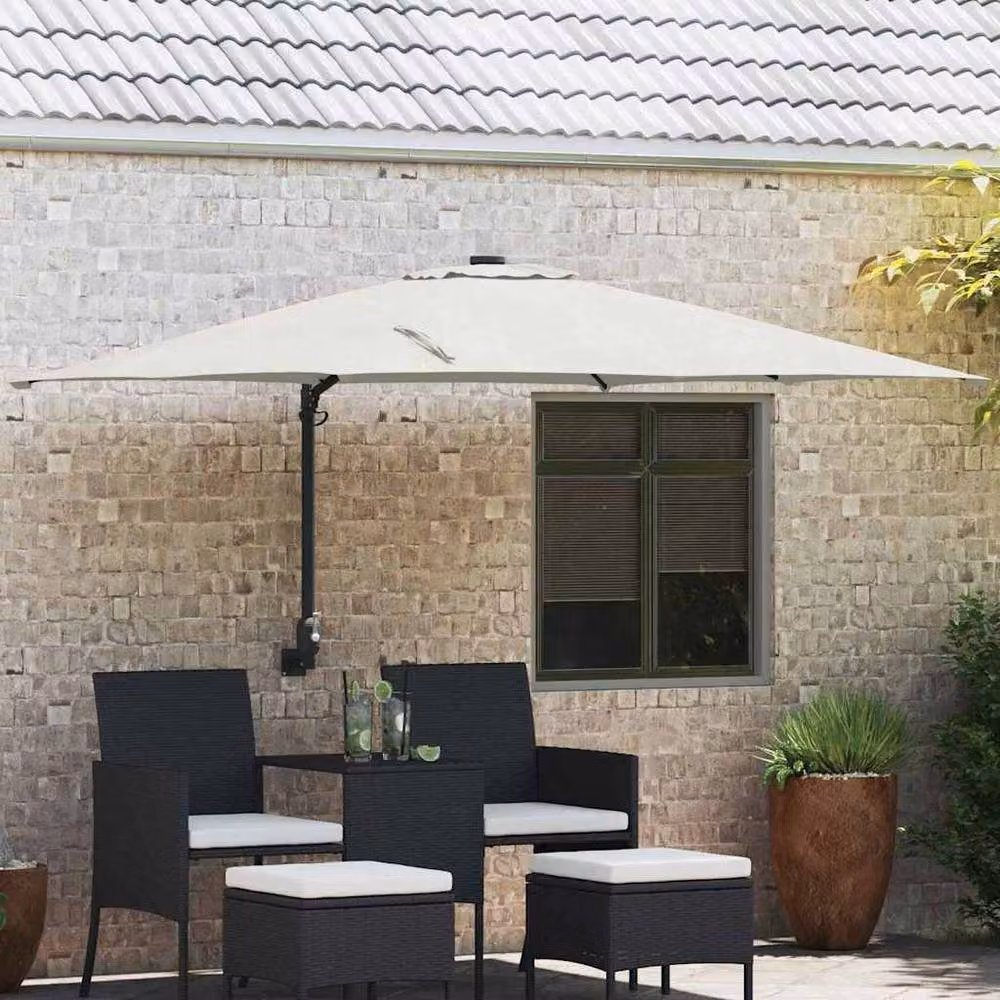 Berkfield Home Large Foldable Patio Umbrella in Beige Sand with Aluminium Frame and Polyester Canopy – 2