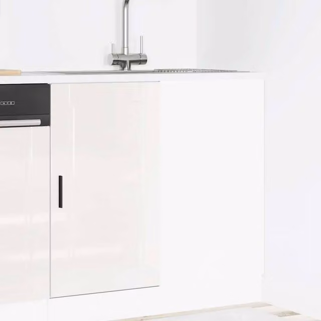 Berkfield Home Porto High Gloss White Kitchen Base Cabinet with Hinged Doors and Internal Shelves