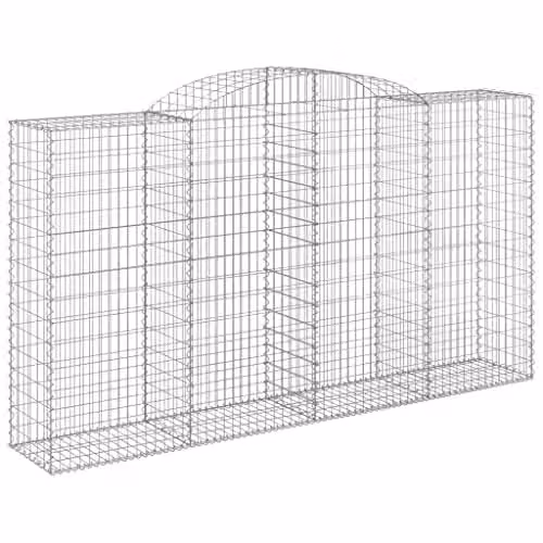 vidaXL Set of 6 Arched Gabion Baskets in Silver Galvanised Steel, W: 300 cm, D: 50 cm, H: 160-180 cm