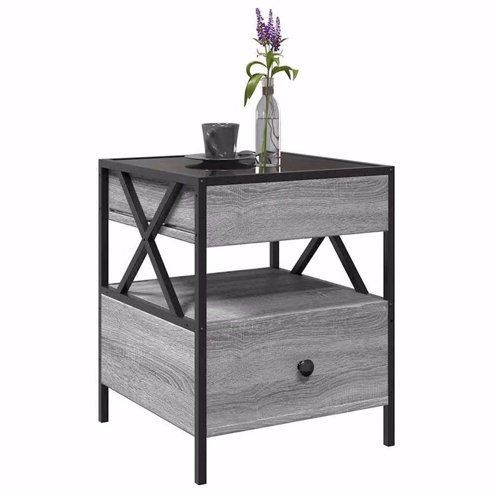 Berkfield Home Decorative Coffee Table with Infinity LED in Grey Sonoma, W/D/H: 40 x 40 x 51 cm – 2