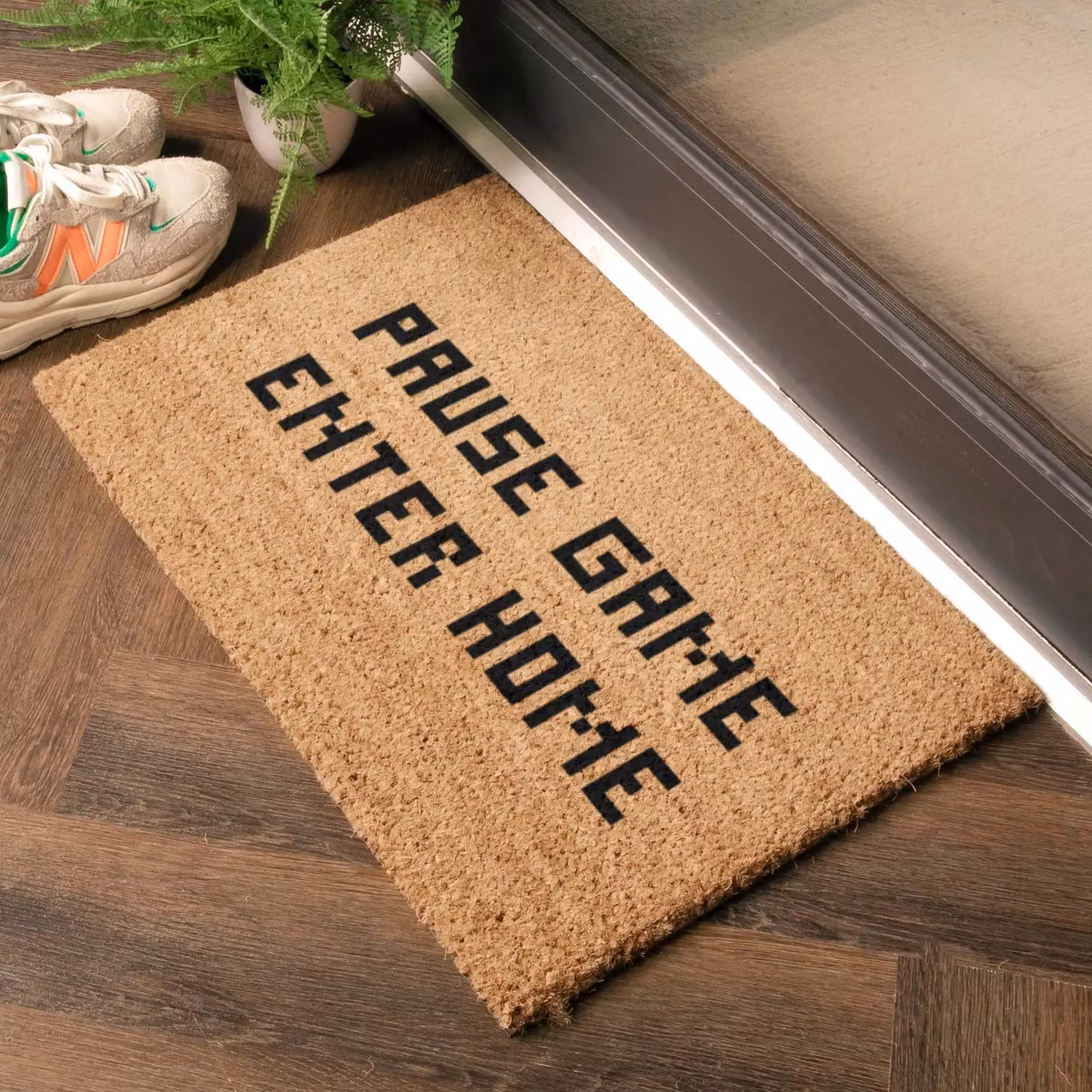 Artsy Mats Pause Game Enter Home Doormat in Brown, W/D: 60 x 40 cm – 2