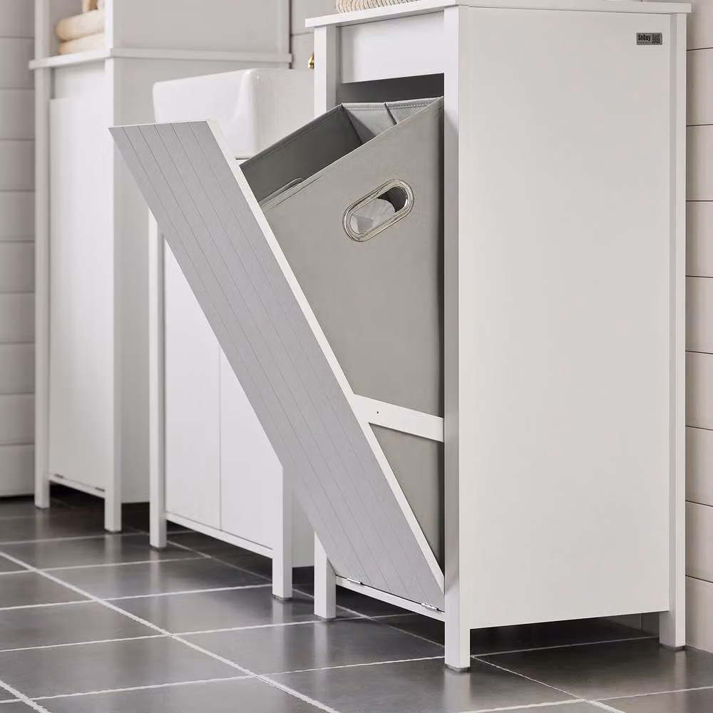 SoBuy White Modern Bathroom Tall Cabinet with Hinged Doors – 2