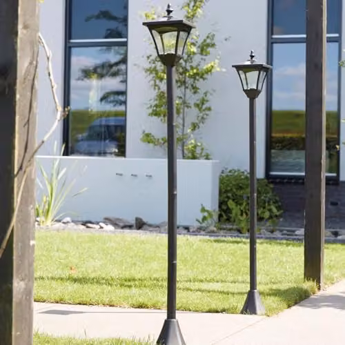 mysmartbuy Casablanca Solar Powered Height Adjustable LED Lamp Post, Black, H126.5 x W15 cm – 2