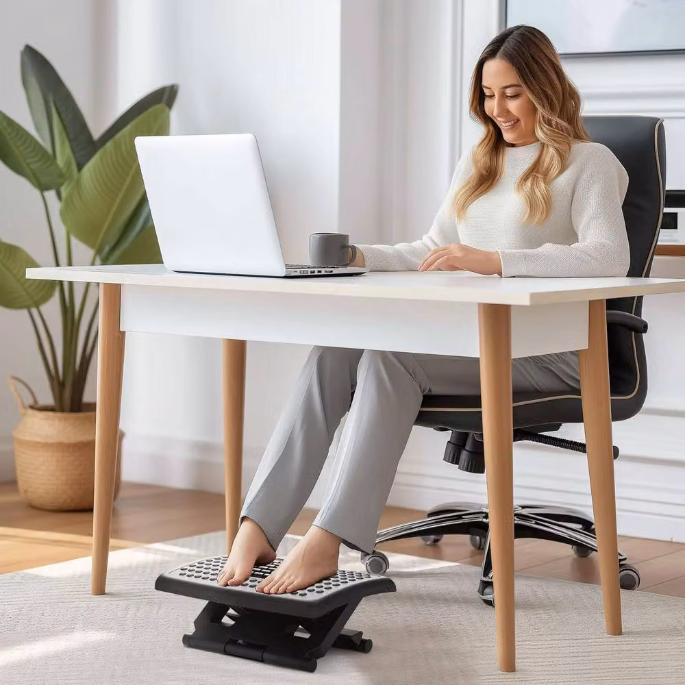 STILVORA Adjustable Desk Footrest with Massage Surface in Black – 2