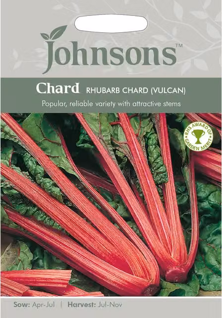 Johnsons Vulcan Rhubarb Chard Vegetable Seeds, Red