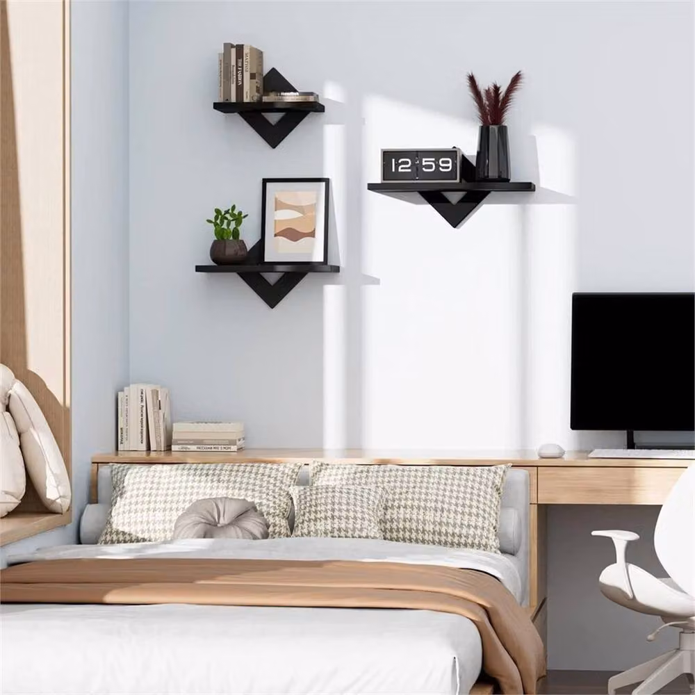 Nordara Black Rhombic Geometric Floating Wall Shelves Set, W/D/H: 24 x 24 x 27 cm – 4