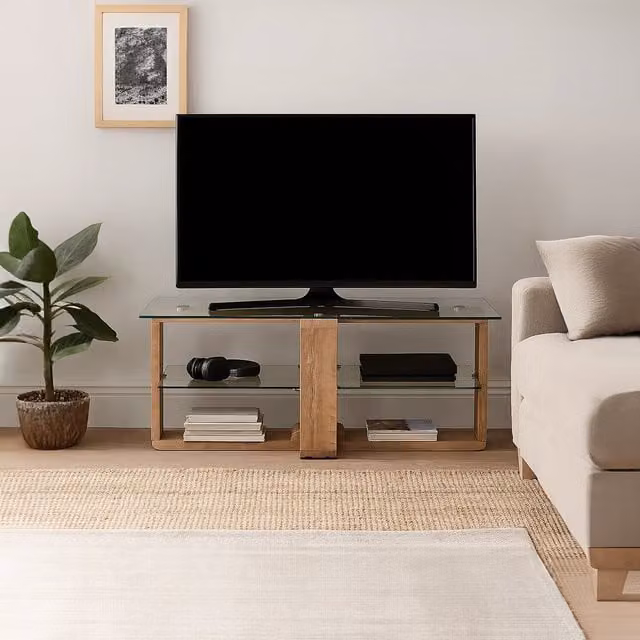 Orsina Contemporary Wooden Media Unit in Natural with Ample Storage