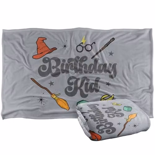 Warner Bros. Harry Potter Kids Super Soft Fleece Throw Blanket, Grey and Multicolour, W/D/H: 91.44 x 147.0 x 1.0 cm – 1