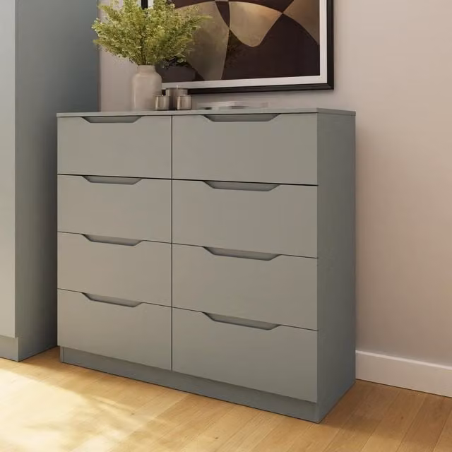 FWStyle Luno 8 Drawer Chest in Green, H 99 cm x W 110 cm x D 40 cm – 1