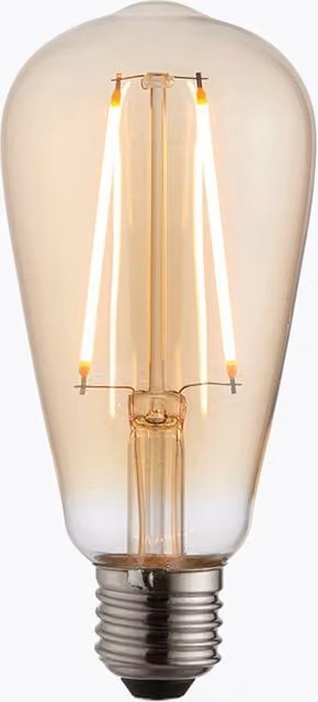 Perch & Parrow Ora LED Pear Shaped Vintage Bulb with Amber Transparent Glass and Warm White Light