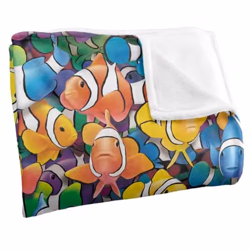 JQ Licensing Royce Mcclure Clowning Around Clown Fish Pattern Super Soft Fleece Throw Blanket, Multicolour, W/D/H: 91 x 147 cm – 3
