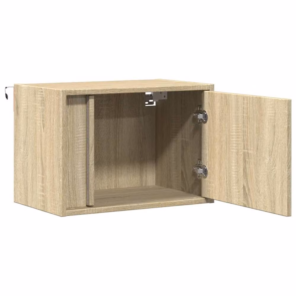 Berkfield Home Set of 2 Wall-mounted Bedside Cabinets with Integrated LED Lights in Sonoma Oak Light Tan – 2