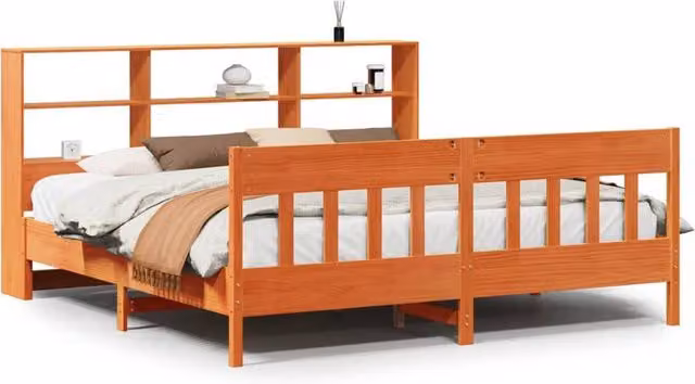 Berkfield Home Rustic Solid Pine Bed Frame with Side Compartments and Bedside Shelf in Grey and Brown, W: 75 cm