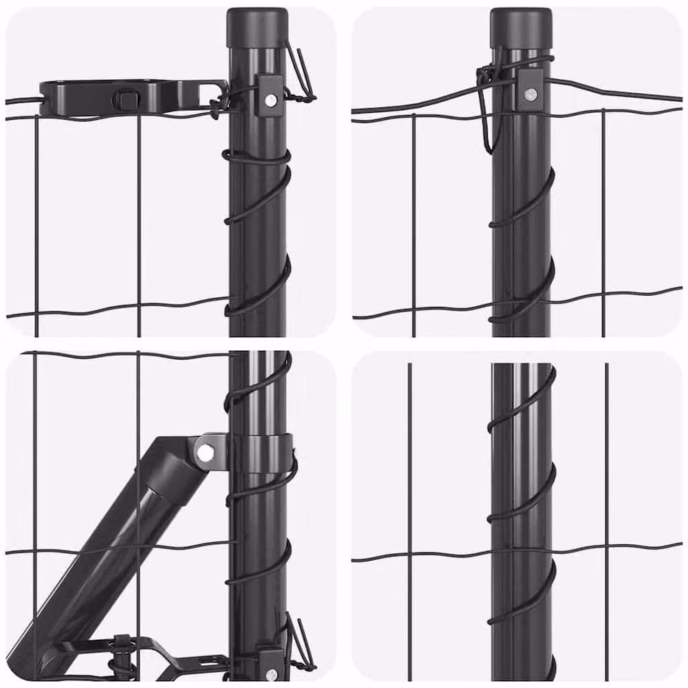 Berkfield Home Euro Fence with 7 Spike Posts, Galvanised Steel, Grey and Silver, W: 10 m – 6