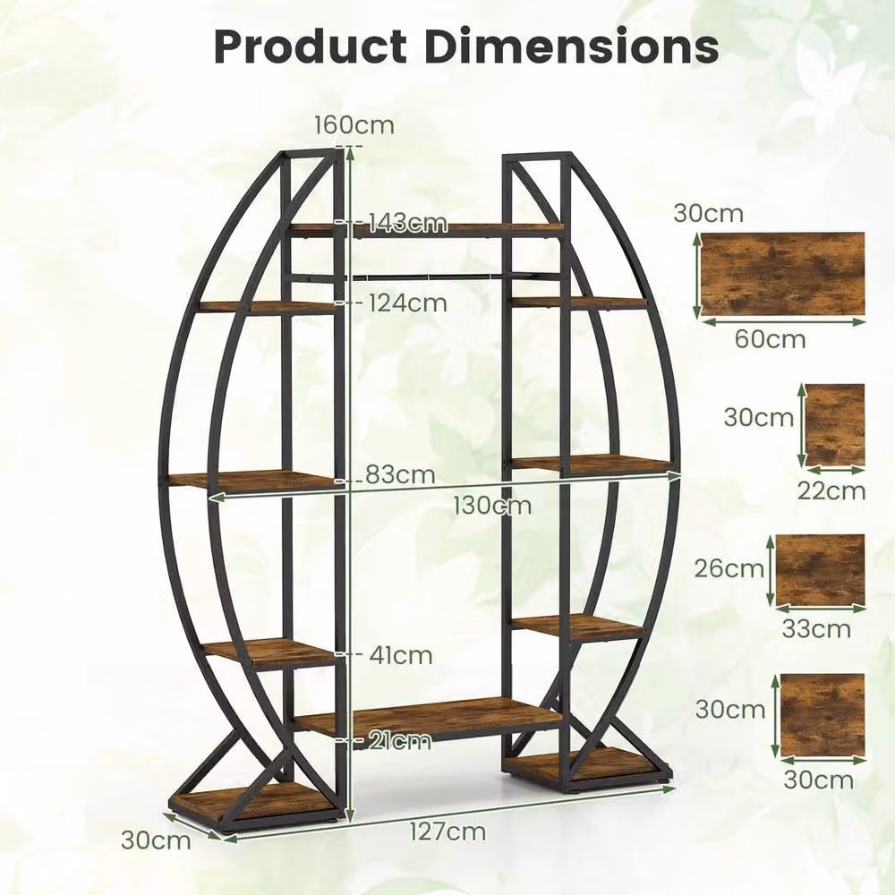 KORVIXA 10-Tier Metal Corner Plant Stand in Brown, H 100 cm x W 100 cm x D 100 cm – 2