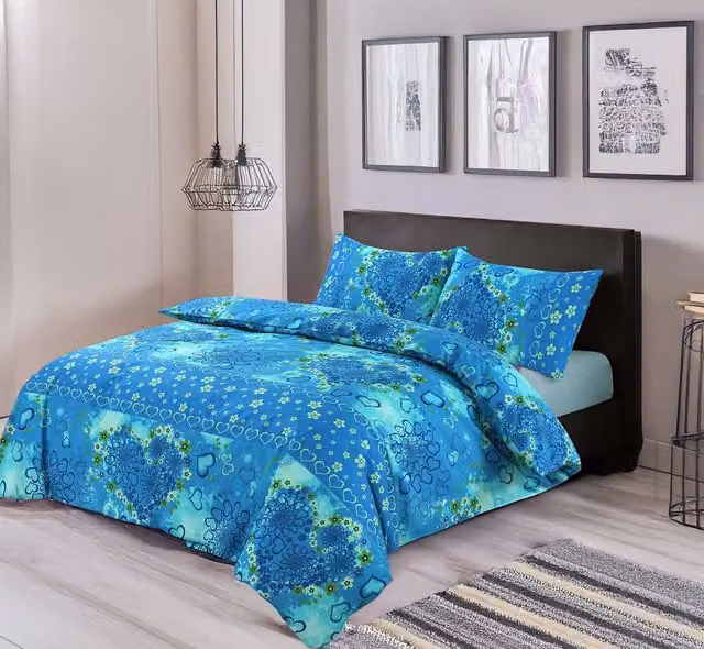 Snug City Love Heart Design Polycotton Duvet Cover and Pillowcase Set in Petrol, Super King, 200 x 200 cm – 1