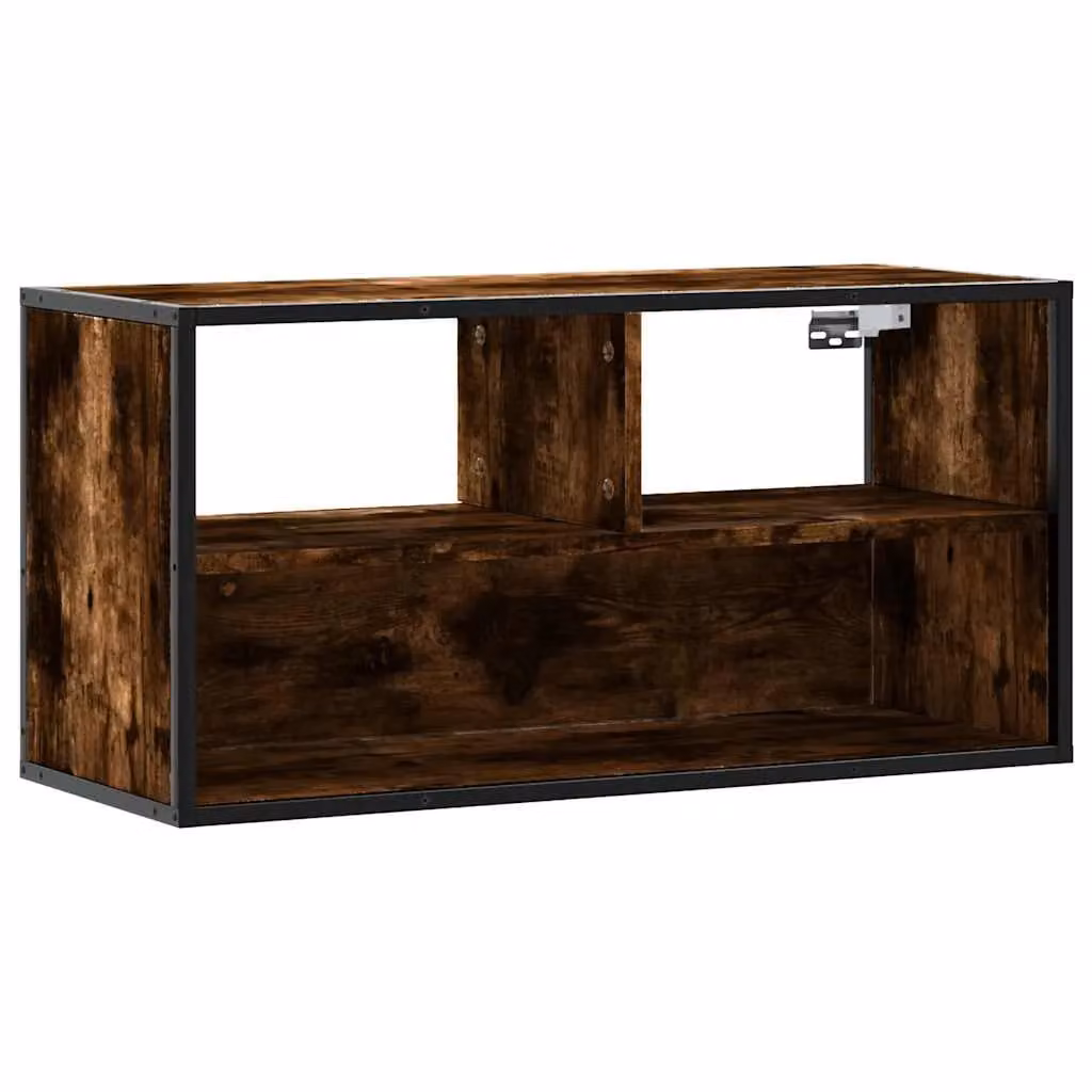 Berkfield Home Industrial TV Cabinet in Smoked Oak and Brown, W/D/H: 80 x 39.5 x 39.5 cm – 2