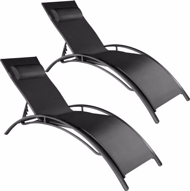 tectake Alina 2 Seater Sun Lounger Set in Black