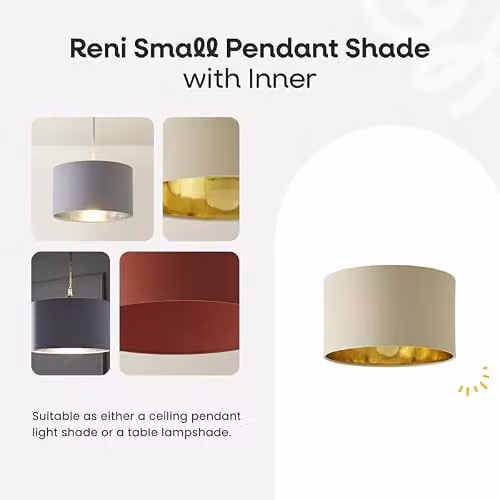 ValueLights Reni Cylinder Easy Fit Ceiling Lamp Shade in Black Velvet with Gold Inner, Width: 35 cm – 5