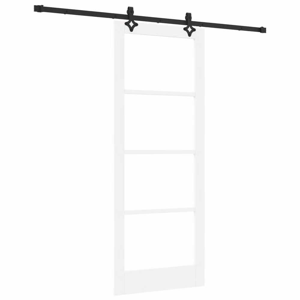 Berkfield Home Modern White Lacquered Solid Wood Sliding Door with Hardware Set W: 83 cm, H: 211 cm – 2