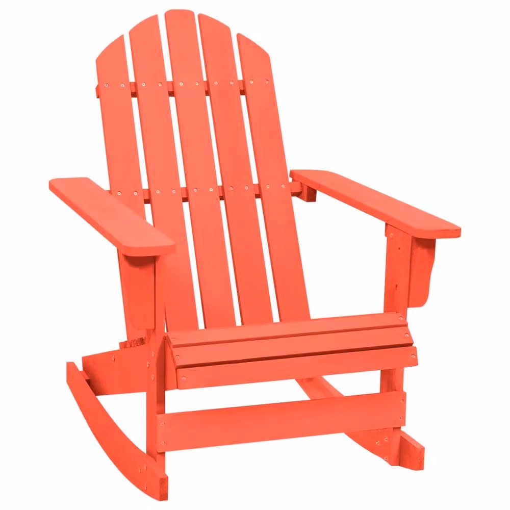 Berkfield Home Red Lacquered Solid Fir Wood Rocking Adirondack Garden Chair