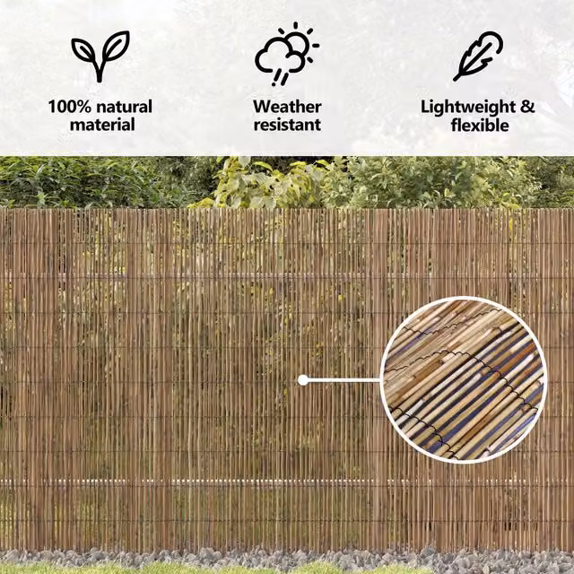 Berkfield Home Garden Woven Reed Fence Mat in Brown, W: 300 cm, H: 140 cm