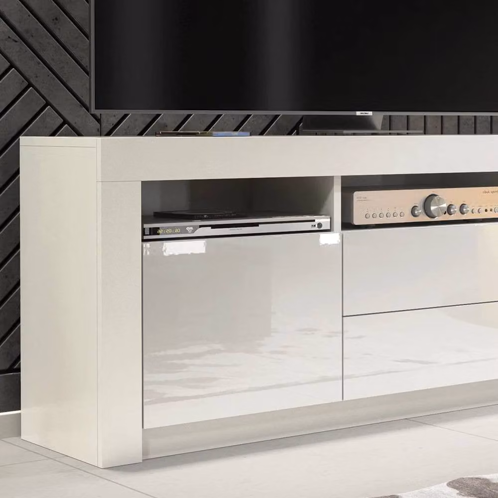FORGEVIO Modern White Glossy Wood TV Unit Sideboard Cabinet for your Living Room – 2