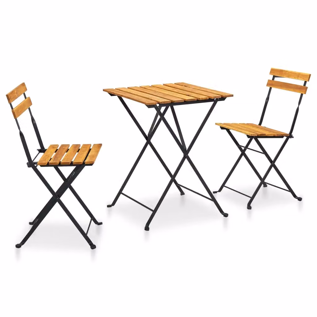 Berkfield Home 3 Piece Folding Bistro Set in Brown Solid Acacia Wood – 2
