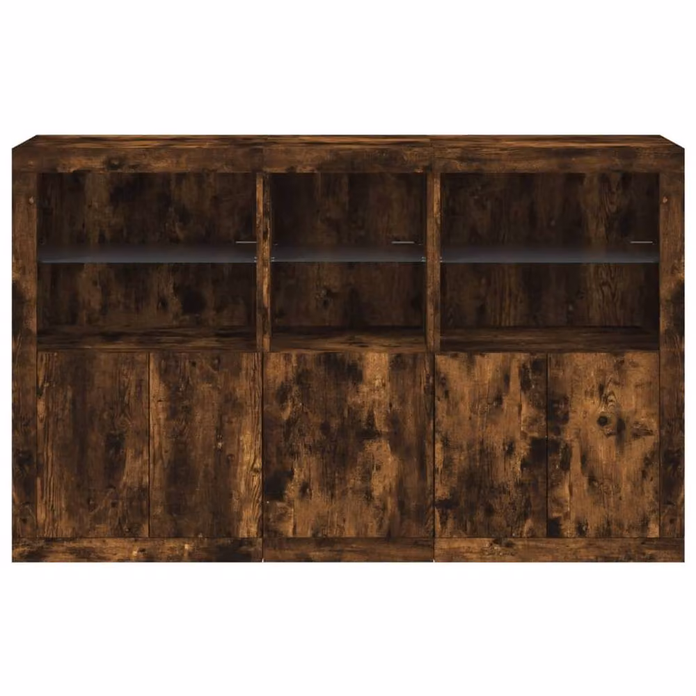 Berkfield Home Smoked Oak Sideboard with Integrated LED Lights in Brown, W/D/H: 162 x 37 x 100 cm – 5