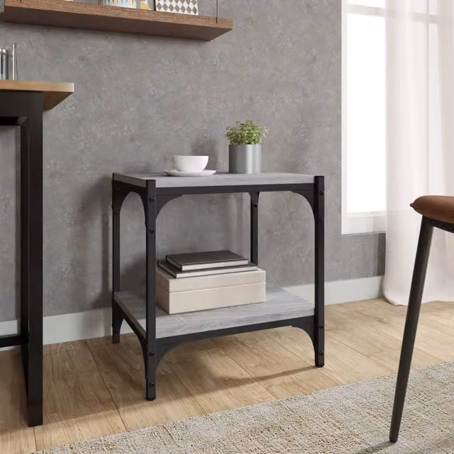 Berkfield Home Grey Sonoma TV Cabinet in Engineered Wood and Steel, W/D/H: 40 x 33 x 41 cm – 1
