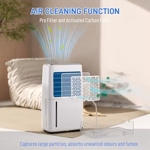 HOMCOM 16L Dehumidifier with Activated Carbon Air Filter and Timer, White – 4