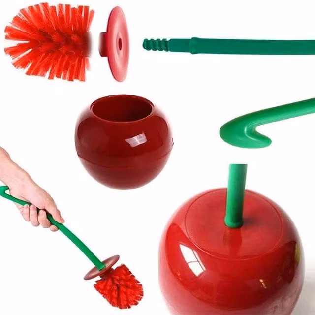 PAWNORA Red Plastic Toilet Brush and Freestanding Holder Set – 1