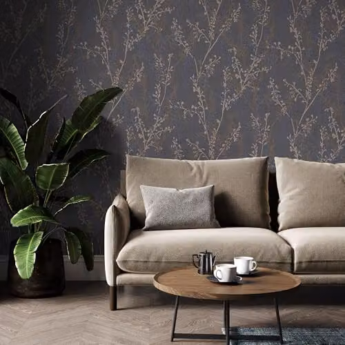 Graham & Brown Boutique Breeze Sprig Blue Floral Botanical Wallpaper – 2