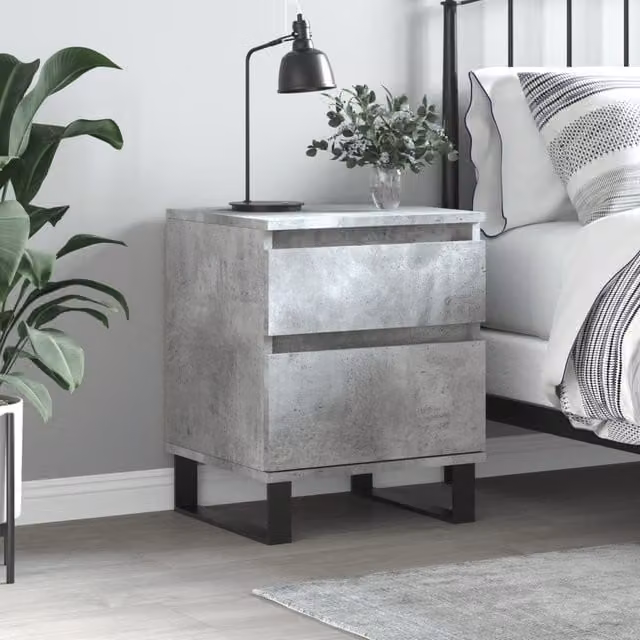 Berkfield Home Bedside Cabinet in Concrete Grey, W: 40 cm, D: 35 cm, H: 50 cm – 1