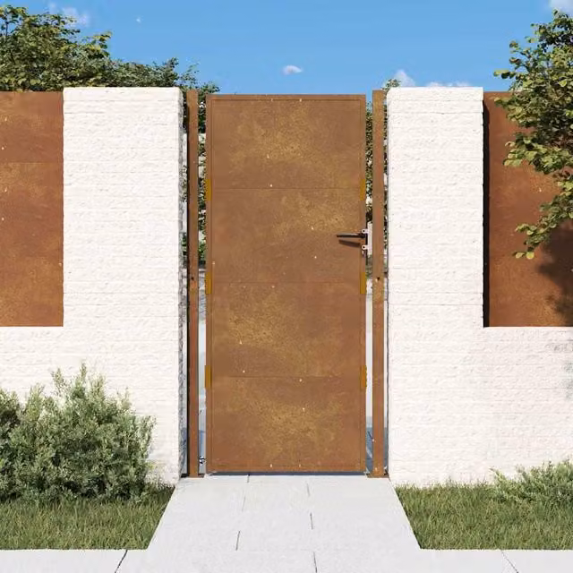 Berkfield Home Garden Gate in Brown Corten Steel, W: 105 cm, H: 205 cm