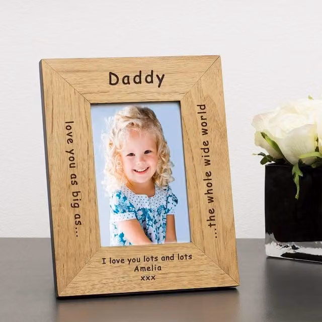 Uniqueful Personalised Love You As Big As The Whole Wide World Brown Wooden Photo Frame, W/H: 19.5 x 19.5 cm