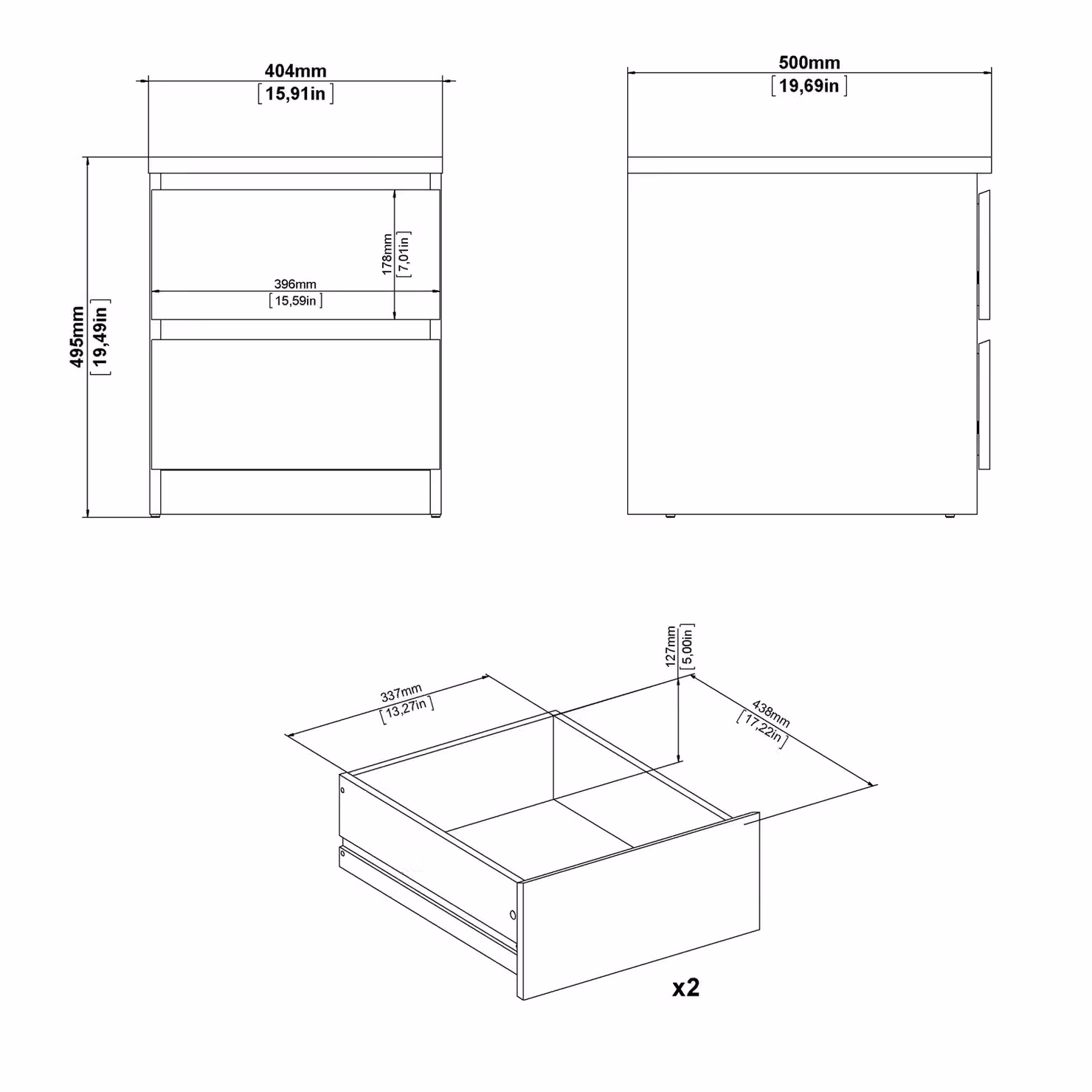 Furniture To Go Naia Scandinavian 2 Drawer Bedside Cabinet in Beige – 3