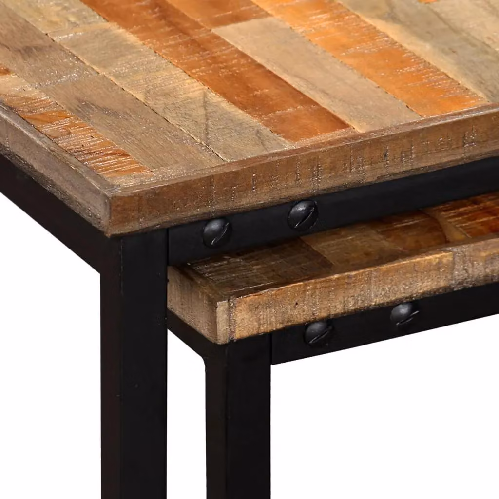 Berkfield Home Nesting Coffee Table Set of 2, Solid Reclaimed Teak Wood in Brown – 6
