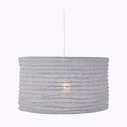 Pacific Lifestyle Boho Fabric Drum Lampshade in Grey, Diameter: 50 cm – 1