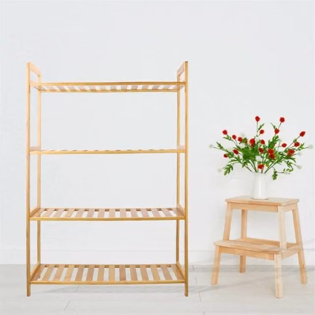 KORVIXA Bamboo 4-Shelf Shoe Rack in Brown – 1