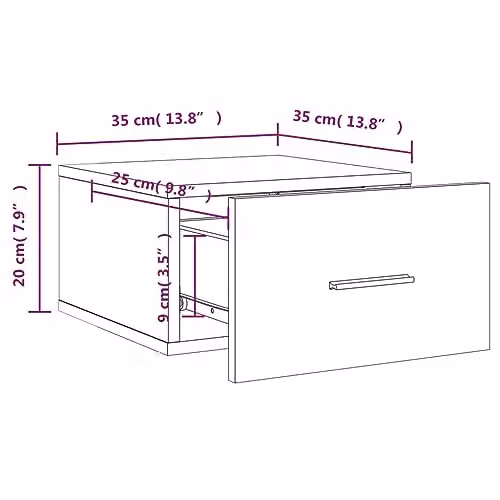 vidaXL Wall-mounted Bedside Cabinet Brown W/D/H: 35 x 35 x 20 cm – 3