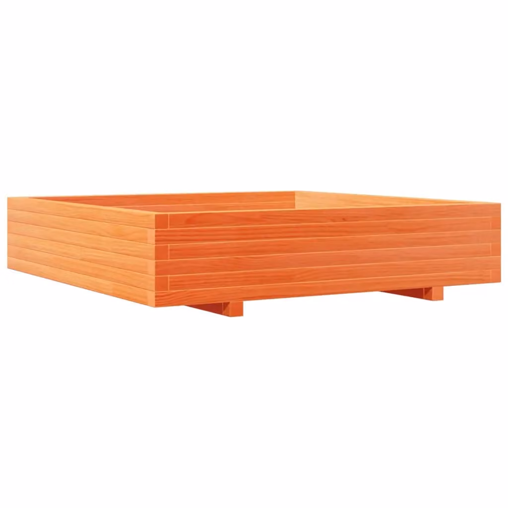 Berkfield Home Waxed Brown Pine Wood Garden Planter Tub W/D/H: 110 x 110 x 26.5 cm – 2