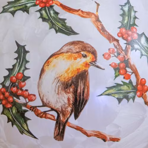 Samuel Alexander Light Up Christmas Glass Robin Bauble with Cool White LEDs, Diameter: 20 cm – 2