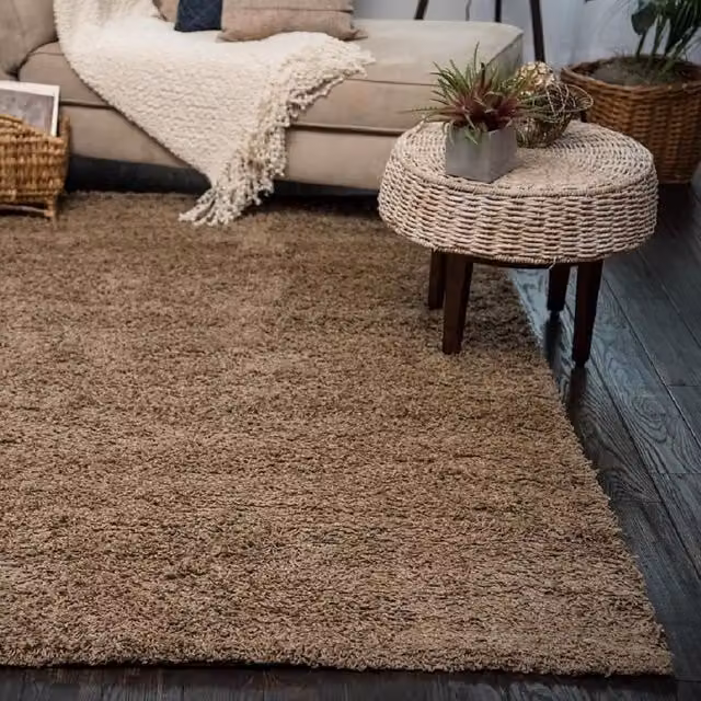 Smart Living Modern Shaggy Rug in Beige, W: 290 cm, D: 200 cm