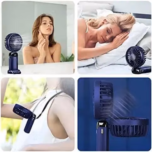 Dragodirect 2-in-1 Portable Mini Handheld Fan with LED Light, Rechargeable USB-C, Dark Blue – 8