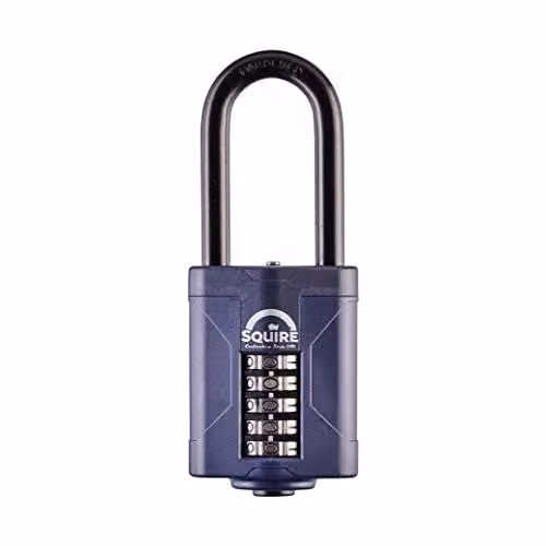 Squire Heavy Duty 5 Wheel Combination Padlock with Long Shackle in Blue – 1