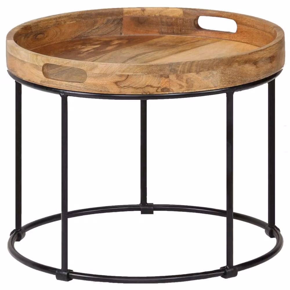 Berkfield Home Mango Wood and Steel Industrial Coffee Table, Brown, W: 50 cm, D: 40 cm – 2