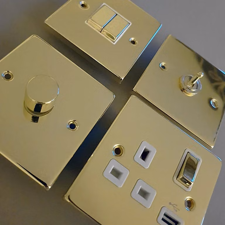 SE Home Polished Brass Flush Shaver Socket in Gold