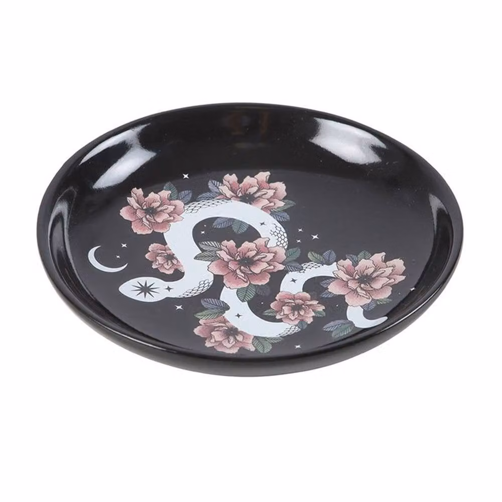 Uniqueful Floral Snake Ceramic Trinket Dish in Black, White or Pink – 4